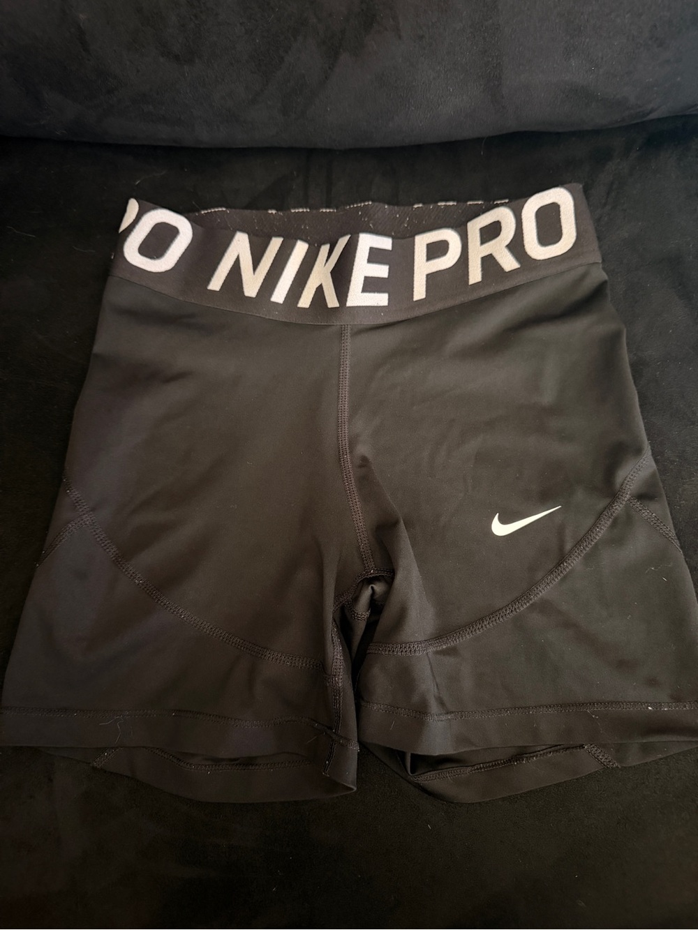 Nike Black Women’s Bike Shorts with White Logo Waistband